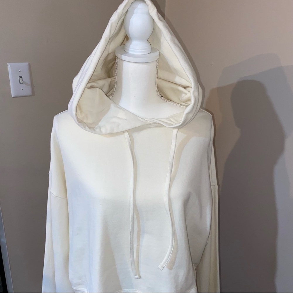 Summer Cream Plus Size Cropped Puffy Sleeve Hoodie Sweatshirt